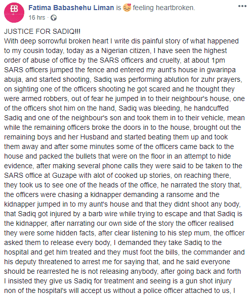 Lady Calls For Justice For Her Cousin Who Was Attacked By SARS