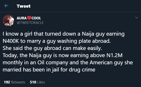Lady Dumps Man Who Earns N400k To Marry Man Who Washes Plate Abroad
